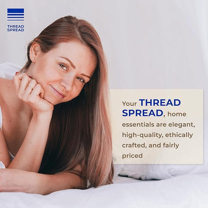 Thread Spread 100% Egyptian Cotton Pillow Cases Queen Size Set of 4 - Luxury 600 Series Bliss Collection Queen Pillow Cases (Pack of 2, Ivory), Hotel Cotton Pillowcases, Sateen Finish