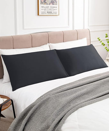 Warmstar Cotton Pillow Cases Queen Size Set of 2, 600 Thread Count Pillowcases 20x30 Inches, Soft Long Staple Cotton Pillowcases Breathable with Envelope Closure,Black