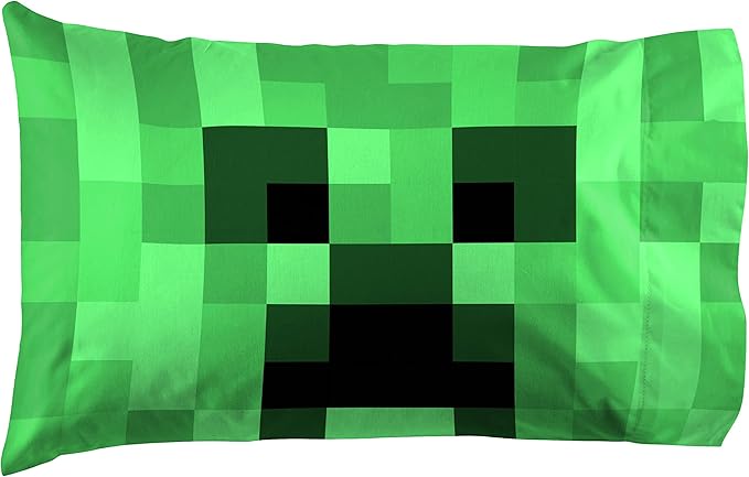 Jay Franco Minecraft Lone Creeper 1 Pack Pillowcase - Double-Sided Super Soft Bedding