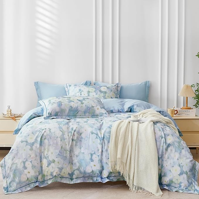 OAITE Duvet Cover Set Twin Size Oil Painting Pattern Ultra Soft 100% Cotton Duvet Cover Sets 3-PC, Breathable Duvet Cover with Zipper Closure & Corner Ties