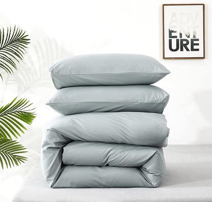 Houseri Blue Comforter Set Queen Haze Blue Bedding Women Girls Light Blue Comforter Sets Queen Size Boys Men Dusty Baby Blue Bedding Sets Queen Modern Greyish Blue Soft Comforter Quilts Queen Blanket