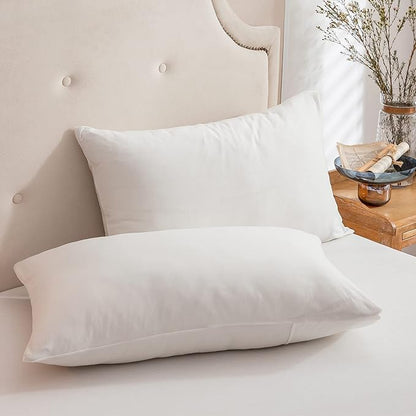 PURE ERA Jersey Knit Pillowcases 100% T-Shirt Cotton Super Soft Comfy Breathable, Set of 2, Standard 20" x 36", Solid Off White