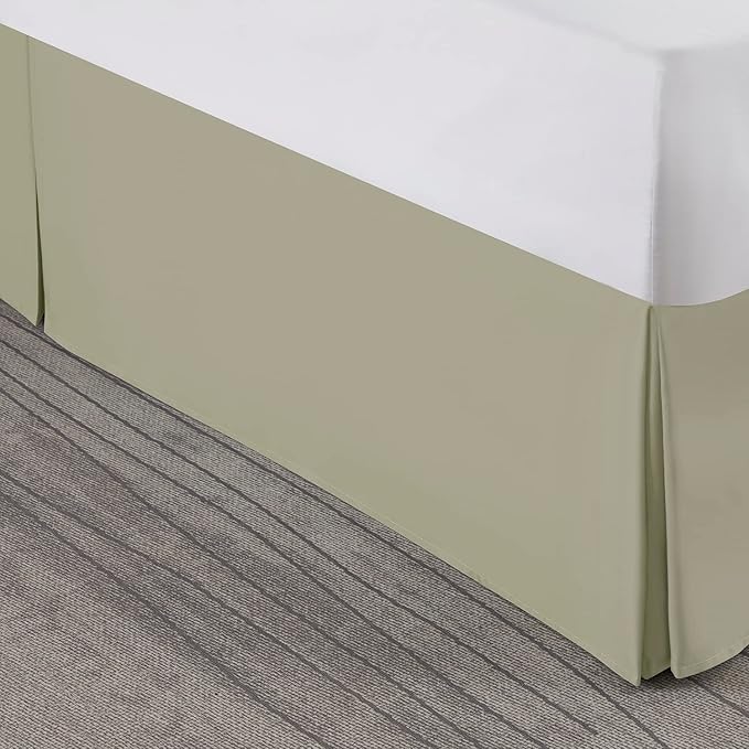 Nestl Green Twin Bed Skirt - Twin Size Bed Skirt 14 Inch Drop - Brushed Microfiber Bed Skirts - Hotel Quality Pleated Bed Skirt - Shrinkage & Fade Resistant