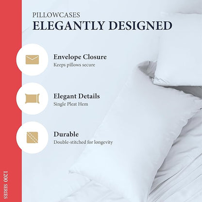 Ashton Sheets 100% Egyptian Cotton King Size Sheets Set - Luxury 1200 Thread Count Egyptian Cotton Sheets King Size, 17" Deep Pocket, Soft, Cooling Sateen Weave Hotel Quality Bedding Set - Light Blue