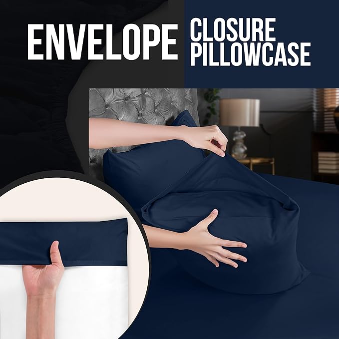 Utopia Bedding Standard Pillow Cases - 12 Pack - Envelope Closure - Soft Brushed Microfiber Fabric - Shrinkage and Fade Resistant Pillow Covers Standard Size 20 X 26 Inches (Standard, Navy)