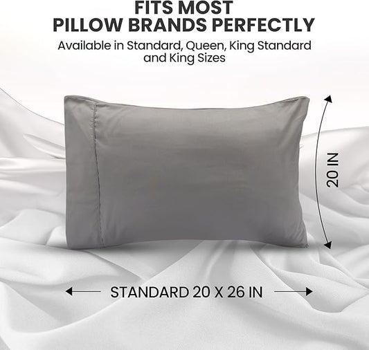 Utopia Bedding Pillow Cases Queen Size 2-Pack – Soft Brushed Microfiber – Envelope Closure – Perfect for Hospitals, Hotels, Guest Rooms – Oeko-TEX Certified, 20x26 Inches (Grey)