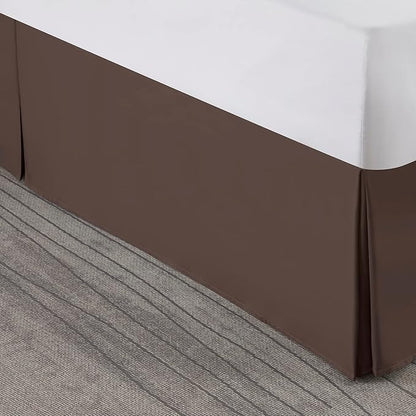 Nestl Dark Brown Full XL Bed Skirt - Full XL Size Bed Skirt 14 Inch Drop - Brushed Microfiber Bed Skirts - Hotel Quality Pleated Bed Skirt - Shrinkage & Fade Resistant