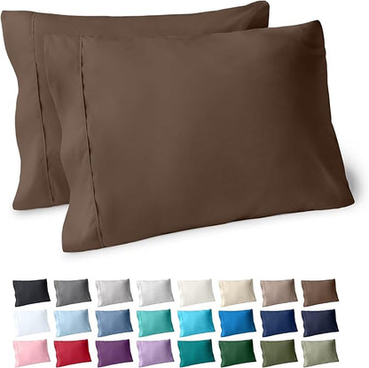 Bare Home Microfiber Pillow Cases - Standard/Queen Size Set of 2 - Cooling Pillowcases - Double Brushed - Cocoa Pillowcases 2 Pack - Easy Care (Standard Pillowcase Set of 2, Cocoa)