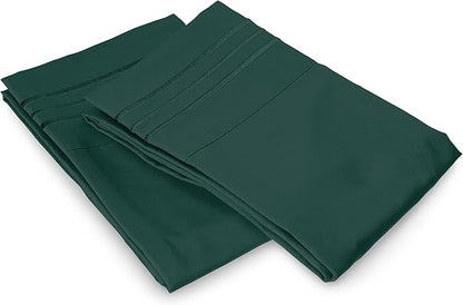 Elegant Comfort Luxury Ultra-Soft 2-Piece Pillowcase Set - 1500 Premium Hotel Quality Microfiber Double Brushed - Wrinkle Resistant, King Size, Hunter Green