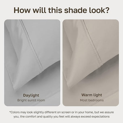 California Design Den Natural 100% Cotton Sheets, Twin XL Sheets Set, 400 Thread Count Sateen Bedding for Dorm Rooms & Adults, Deep Pockets, Durable - Light Grey