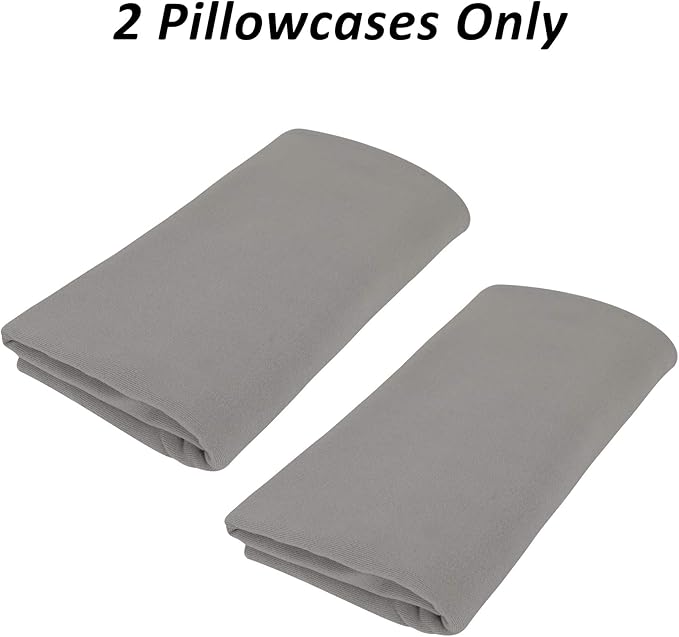 Stretch Pillowcases - Micro Jersey Knit & Ultra Soft, Standard Size - Set of 2 Pillow Cases, Light Gray