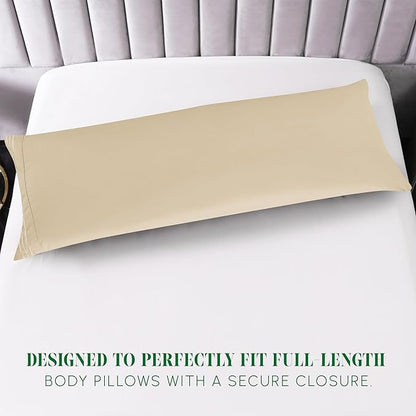 Elegant Comfort Luxury Ultra-Soft 1-Piece Body Pillowcase - 1500 Premium Hotel Quality Microfiber Double Brushed - Wrinkle Resistant, Body Pillowcase Size, Cream