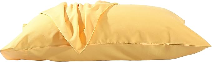 Evolive Ultra Soft Brushed Microfiber Standard Size 20"x30" Pillowcases Pair Set of 2 with Envelope Closure (20"x30" Standard, Yellow)