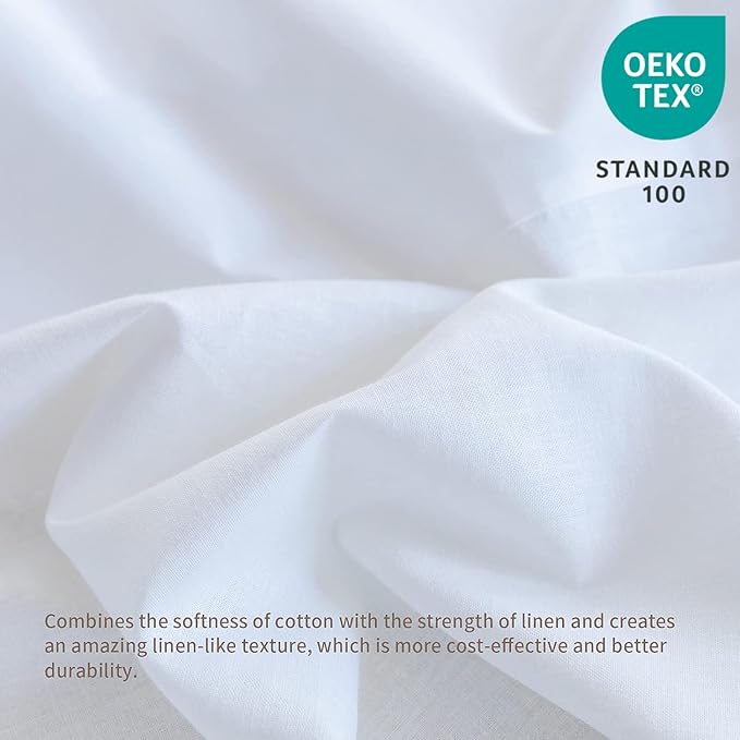 BISELINA French Linen Bed Skirt with Pleated Corner 14-Inch Tailored Drop Natural Flax Cotton Blend Basic Dust Ruffle Soft Cozy Farmhouse Bedding (14" King, Basic White)