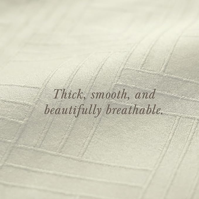 Threadmill California-King Sheets - 800 Thread Count Jacquard Celine Ivory, 100% Pure Cotton 4 Piece Striped Bed Set, Extra Long Staple Cotton, Luxury Damask Sheets with Elasticized Deep Pocket