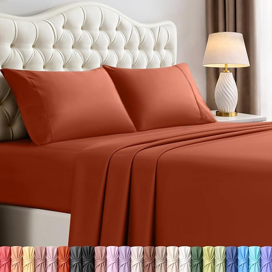 Utopia Bedding Queen Bed Sheets Set - 4 Piece Bedding - Brushed Microfiber - Shrinkage and Fade Resistant - Easy Care (Queen, Terracotta Orange)