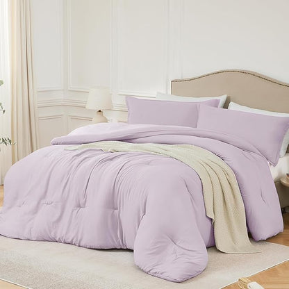 Twin Comforter Set Light Purple,2PCS Soft Lightweight Breathable Bedding Comforter for All Season, Twin Size(68''×90'' Comforter & 1 Pillowcase)