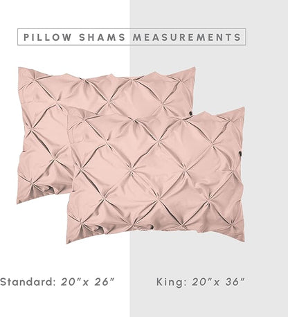 Elegant Comfort 8-Piece Pinch Pleated Comforter Set - All Season Complete Bed in a Bag, Includes 4pc Smart Sheet Set, Bed Skirt, Comforter, Matching Pillowcases and Shams, King/Cal King, Blush Pink