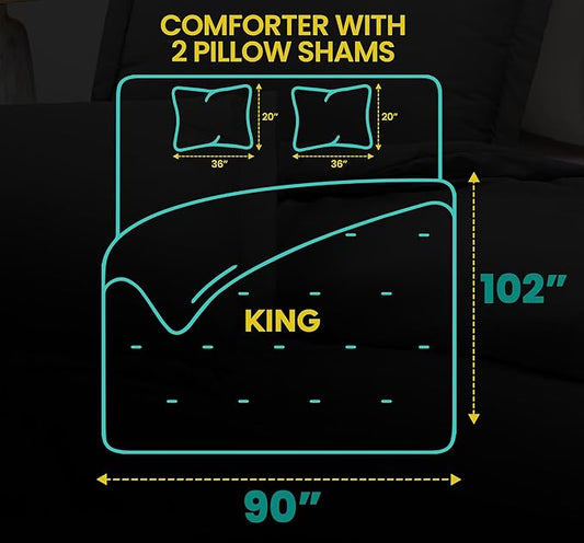 King Comforter Set 3 Piece Grey by Utopia Bedding, Comforters King Size, Bedding Comforters Sets, Down Alternative Soft Bed Set, 1 Comforter (90 x 102 inches) 2 Pillow Shams (20 x 36 inches)