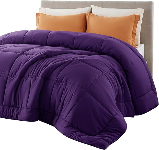 Bedsure Comforter Duvet Insert - Quilted Comforters King Size, All Season Duvet, GentleSoft Down Alternative Bedding Blanket, with 8 Tabs, Gifts for Women/Men, Purple, King 90 x 102 Inches