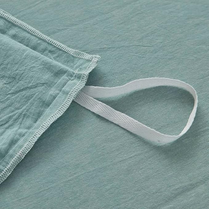 FACE TWO FACE Bedding Duvet Cover Set100% Washed Cotton Duvet Cover Linen Like Textured Breathable Durable Soft Comfy (Full, Dusty Blue)