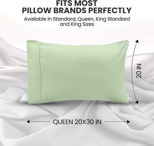 Utopia Bedding Queen Pillow Cases - 2 Pack - Envelope Closure - Soft Brushed Microfiber Fabric - Shrinkage and Fade Resistant Pillow Covers Queen Size 20 X 30 Inches (Queen, Sage)