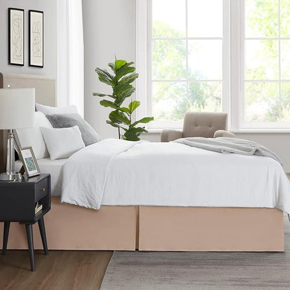 Nestl Taupe Full Bed Skirt - Full Size Bed Skirt 14 Inch Drop - Brushed Microfiber Bed Skirts - Hotel Quality Pleated Bed Skirt - Shrinkage & Fade Resistant