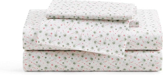 Tommy Bahama - Queen Sheet Set, Crisp & Cool Cotton Percale Bed Sheets, Deep Pockets, Coastal Bedding with Matching Fitted Sheet & Pillowcases (Pickleball Palm Pink)