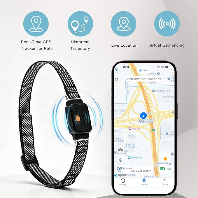 GPS Dog Collar, Wireless Pet Fence & GPS Pet Tracker White | GPS dog collar with app control, wireless pet fence, virtual boundaries, real-time tracking and activity monitoring，no fee.