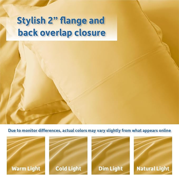 Nestl Yellow Duvet Cover Full Size - Soft Double Brushed Full Size Duvet Cover Set, 3 Piece, with Button Closure, 1 Duvet Cover 80x90 inches and 2 Pillow Shams