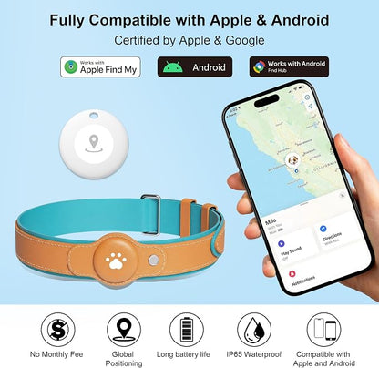 New GPS Tracker for Dogs: Smart Pet Collar with Real-Time Tracking | No Monthly Fee/Subscription (iOS & Android) Waterproof, Anti-Lost,365-Day Long Battery Life GPS Tracker Dog Collar