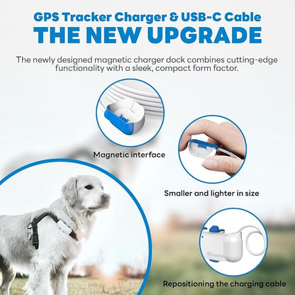 USB Charger Compatible with Tractive GPS Dog 4 Tracker | Location Smart Activity for Pet Replacement Magnetic Charging Base - Portable New White Cable