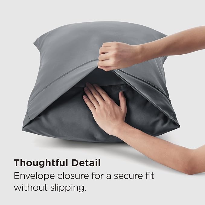 Bedsure Pillow Cases Standard Size Set of 2 - Dark Grey Brushed Microfiber Pillowcases, Super Soft and Cozy Pillow Case Covers with Envelope Closure for Kids, Wrinkle, Fade Resistant, 20x26 Inches