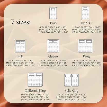 LuxClub 4 PC Full Size Sheet Set Deep Pockets 18" Wrinkle Free Cooling Sheets Machine Washable Hotel Bedding Silky Soft - Autumn Orange Full