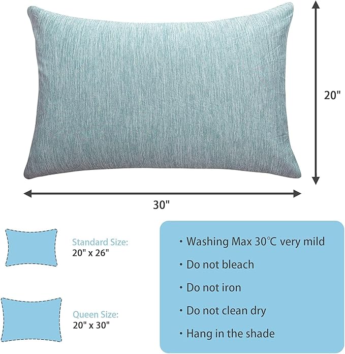 CHOSHOME Cooling Pillow Cases Zipper Pillow Covers Q-Max > 0.45 Zippered Pillowcases for Hot Sleepers, Soft, Breathable, Skin-Friendly, 2 Pack (Queen, 20"x30", Green)