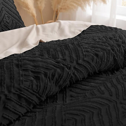 Andency Oversized King Comforter 120''x120'', 3 Pieces Black Super King Boho Bedding Set & Collections, All Season Soft Farmhouse Tufted Fluffy Bed Set (1 Comforter, 2 Pillowcases)
