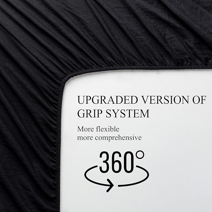 4 Piece Bed Sheet Set (Full,Black) 1 Flat Sheet,1 Fitted Sheet and 2 Pillow Cases,Brushed Microfiber Luxury Bedding with Deep Pockets
