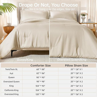 MUXHOMO Queen Comforter Set, All Season Ultra Soft Down Alternative Bedding - 3 Piece Lightweight Bed Set Includes 1 Comforter (90"x90") and 2 Pillow Shams (20"x26"), Linen