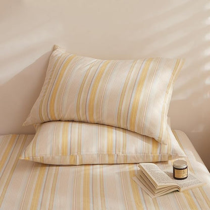 EAVD Retro Striped Comforter Set Twin XL Multi-Color Soft Washed Cotton 3-Piece Colorful Stripes Pattern Bedding Set with 2 Pillowcases Farmhouse Geometric Comforter Set for All-Season Soft&Fluffy