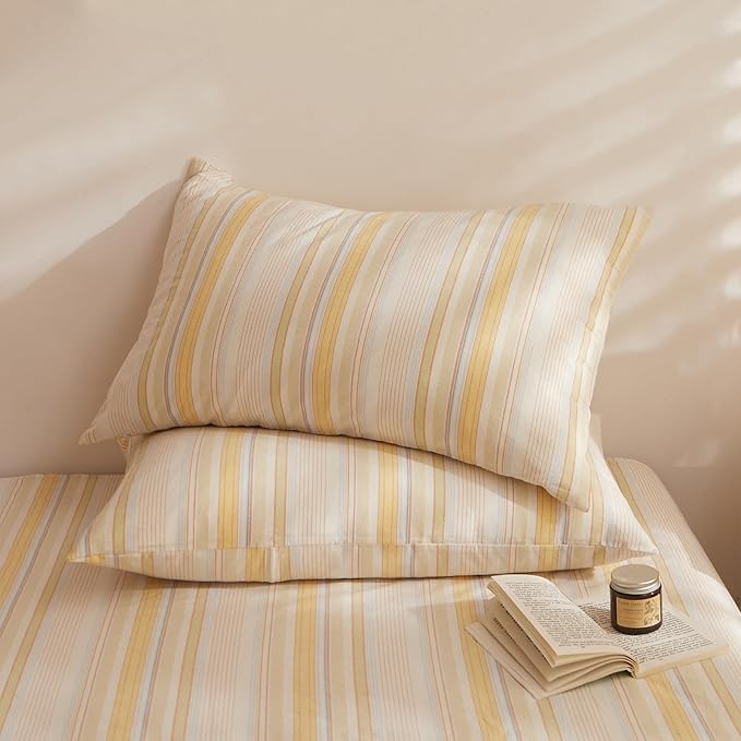 EAVD Retro Striped Comforter Set King Multi-Color Soft Washed Cotton 3-Piece Colorful Stripes Pattern Bedding Set with 2 Pillowcases Farmhouse Geometric Comforter Set for All-Season Soft&Fluffy