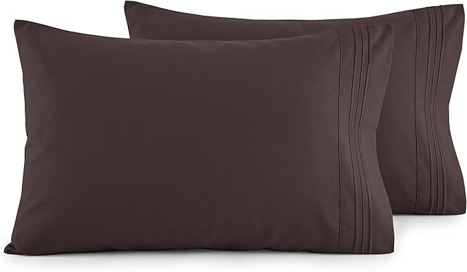 Elegant Comfort Luxury Ultra-Soft 2-Piece Pillowcase Set - 1500 Premium Hotel Quality Microfiber Double Brushed - Wrinkle Resistant, King Size, Chocolate Brown