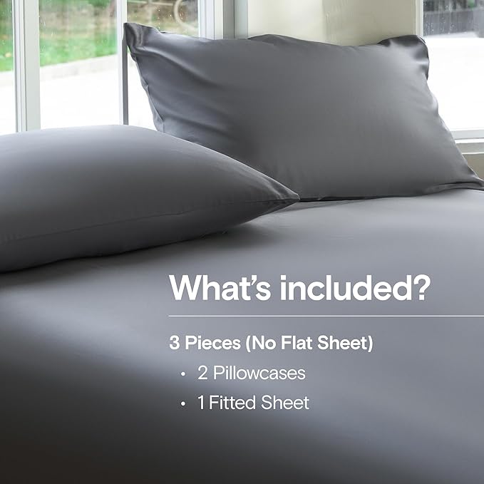 DOZ Sheet Set, 100% Viscose derived from Bamboo, Organically Grown, Buttery Soft, Cooling Sheets, High GSM, Deep Pockets - 3 Piece - 2 Pillowcases 1 Fitted Sheet (Storm, Full)
