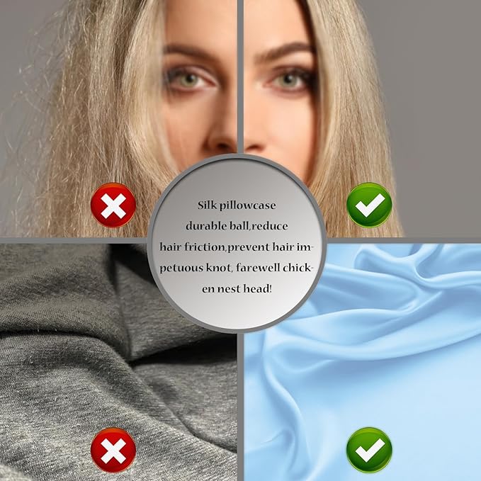 Silk Pillow Cases 2 Pack,Soft Breathable and Sliky Queen Size Pillow Cases Set of 2,Natural Mulberry Silk Pillowcase Set of 2 for Hair and Skin with Hidden Zipper (Sky Blue,20"X 30",2pcs)