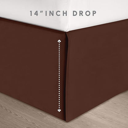 Elegant Comfort 8-Piece Pinch Pleated Comforter Set -All Season Complete Bed in a Bag, Includes 4pc Smart Sheet Set, Bed Skirt, Comforter, Matching Pillowcases and Shams, Twin/Twin XL, Chocolate Brown