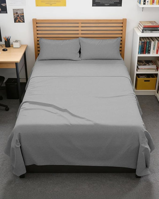Full XL Bed Sheet - 4 Piece Full XL Bed Sheets Set - Soft, Breathable & Cooling - Hotel Luxury Bedding for Women, Men, Kids, Teens, Boys & Girls - Deep Pockets, Fade & Wrinkle Free - Heathered Grey