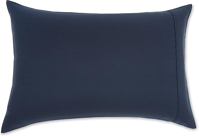 Amazon Basics Standard Pillowcases Set of 2 - Lightweight, Super Soft Easy Care Microfiber, Navy Blue, 30" L x 20" W, Pillows Not Included