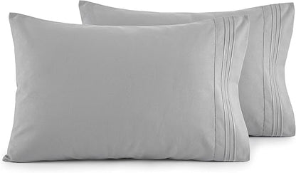Elegant Comfort Luxury Ultra-Soft 2-Piece Pillowcase Set - 1500 Premium Hotel Quality Microfiber Double Brushed - Wrinkle Resistant, King Size, Silver Blue