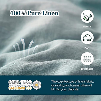 Simple&Opulence Body Pillow Cover 20" x 54",100% Pure Linen, Ultra Soft and Breathable, Body Pillowcase with Envelope Closure for Adults (Dusty Blue)