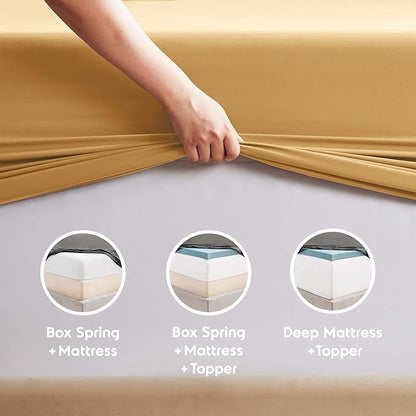 Nestl Queen Sheet Set - Luxury 1800 Ultra-Soft Microfiber Bed Sheets - Double Brushed - Deep Pockets - Easy Fit - 4 Piece Set - Bedding Sheets & Pillowcases (Queen, Camel Gold)