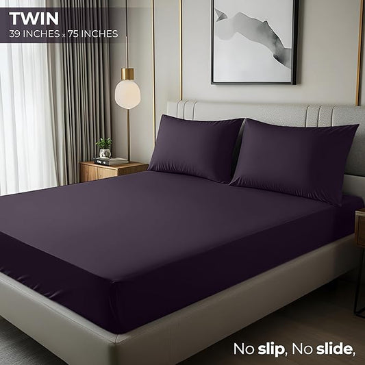 Utopia Bedding Twin Fitted Sheet - Bottom Sheet - Deep Pocket - Soft Microfiber -Shrinkage and Fade Resistant-Easy Care -1 Fitted Sheet Only (Purple)